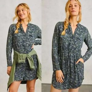 NWT Anthropologie Cloth & Stone Nina Camo Mini Shirtdress